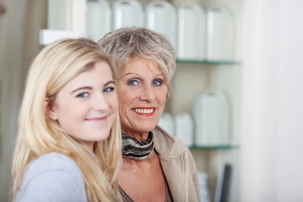 Teenage Girl With Grandmother Smiling — Stock Photo, Image