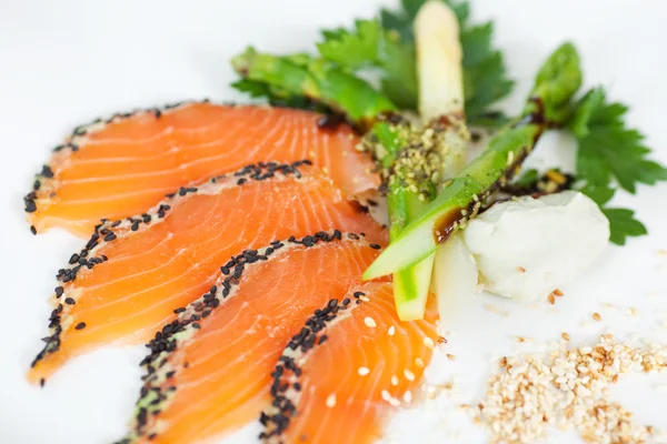 Smoked salmon with wasabi — Stok fotoğraf