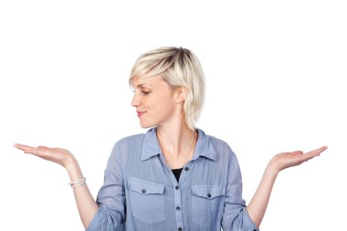 Woman Holding Out Her Empty Palms clipart