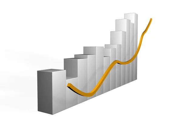 3d bar graph with undulating performance — Stock Photo, Image