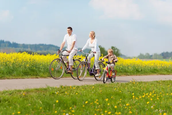 Familie auf Fahrrädern — Stockfoto