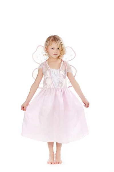 Girl In Fairy Costume Against White Background — Stock Photo, Image