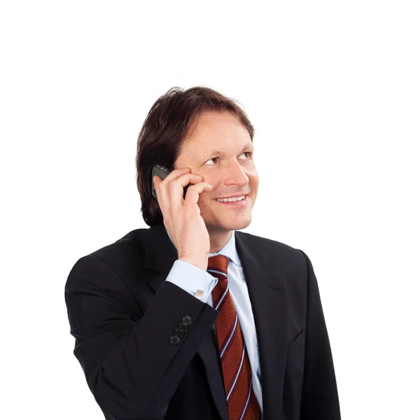 Affärsman med mobiltelefon — Stockfoto