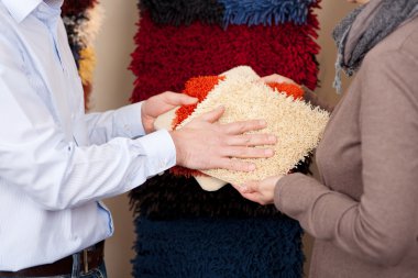 Choosing a new carpet clipart