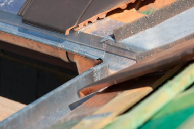 Close-up of a newly installed gutter clipart