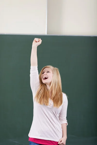 Junge Studentin jubelt — Stockfoto