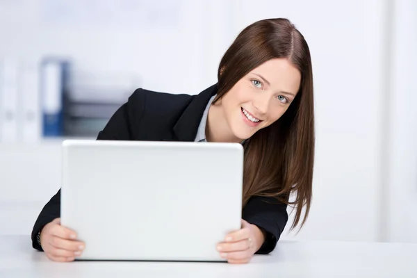 Mulher de negócios alegre — Fotografia de Stock