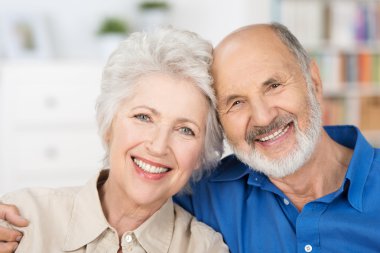 Affectionate happy retired couple clipart