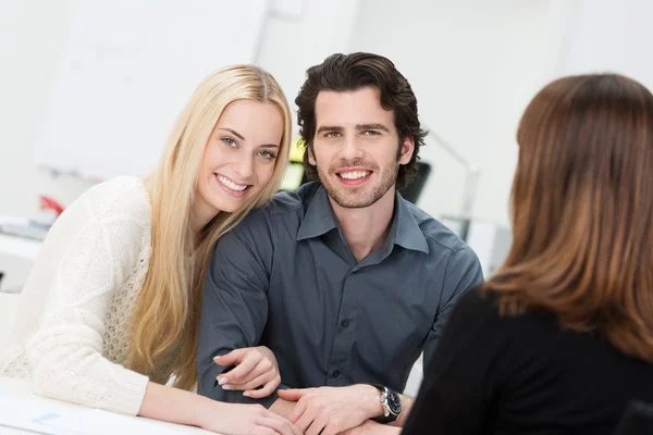 Romantic couple in an interview — Stock Photo, Image