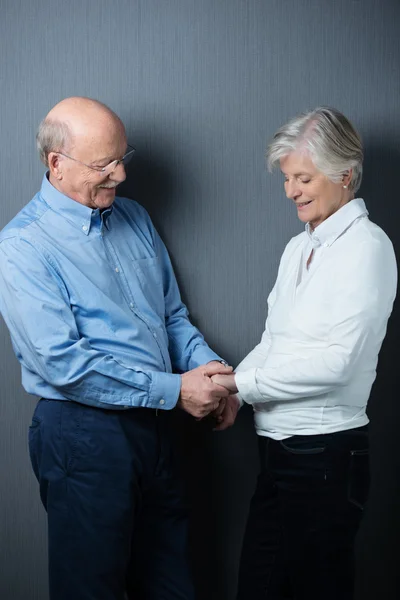 Romantiska äldre par dela ett anbud ögonblick — Stockfoto