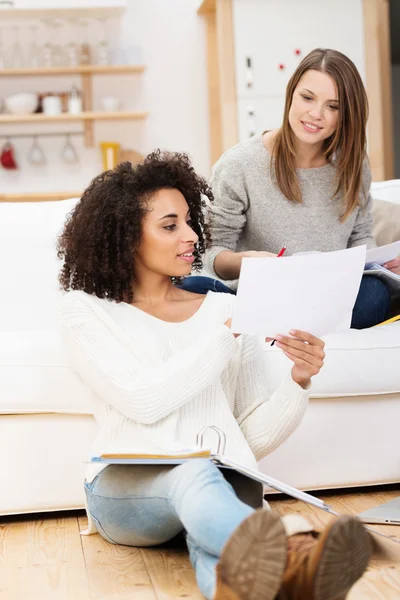 Young students working at home — Stock Photo, Image