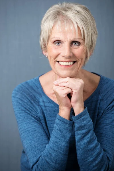 Attractive senior woman with blue eyes — Stock Photo, Image