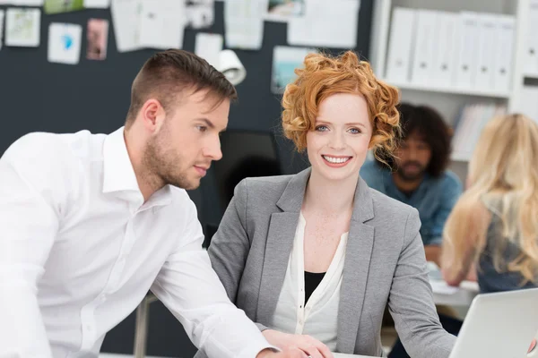 Beautiful confident friendly businesswoman — Stock Photo, Image