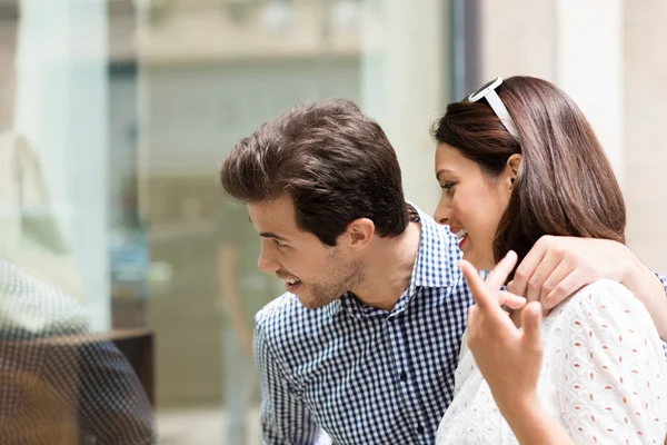 Couple discussing something in store Stock Picture