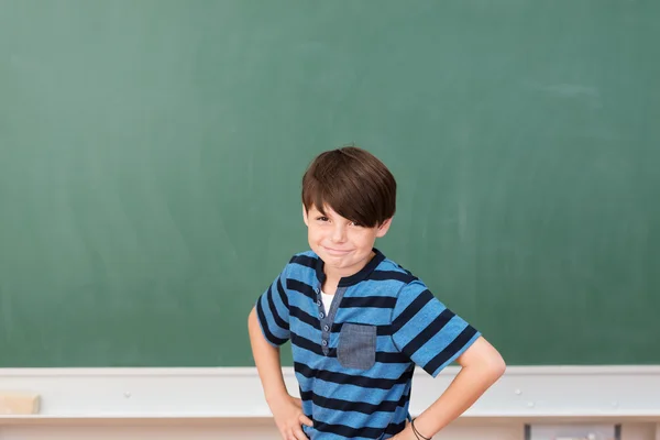 Petit écolier espiègle et souriant — Photo