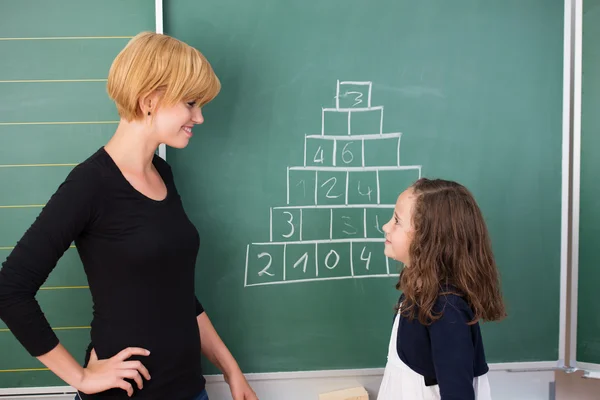 Profesor y chica joven en la clase de matemáticas — Foto de Stock