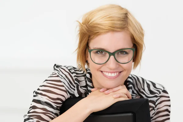Happy attractive young businesswoman — Stock Photo, Image