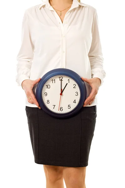 Businesswoman with clock — Stock Photo, Image