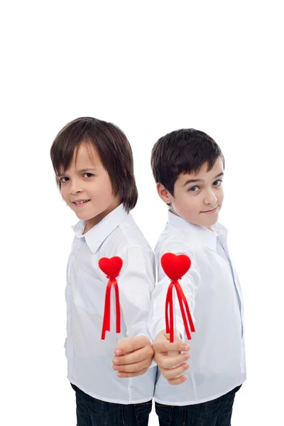 Seductive boys with hearts — Stock Photo, Image