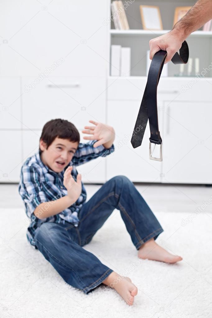 Man punishing his son