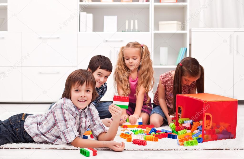 Children playing with blocks