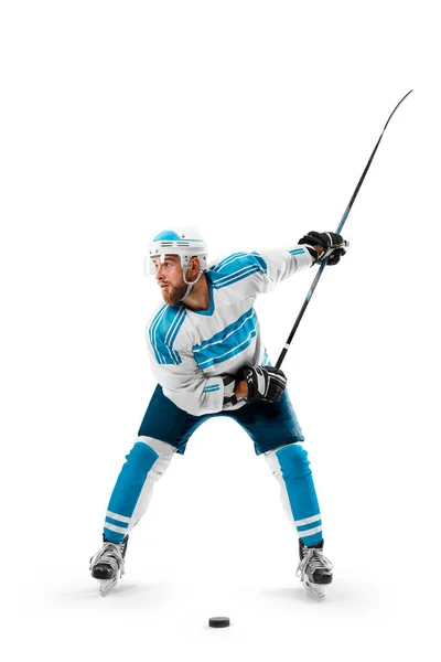 Hockey Athlete Action Professional Hockey Athlete Swinging His Stick Hockey — Stock Photo, Image