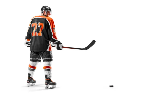 Hockey Sport Concept Professional Hockey Player Isolated White Background Athlete — Stock Photo, Image