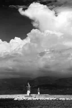 bulutlar, gökyüzü, deniz feneri