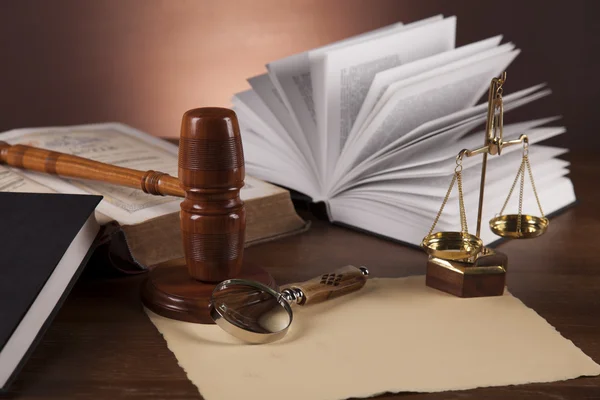 Law theme, mallet of judge, wooden gavel — Stock Photo, Image