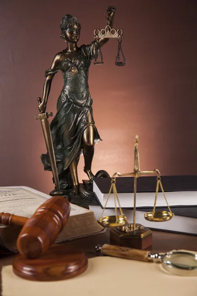 Law theme, mallet of judge, wooden gavel — Stock Photo, Image