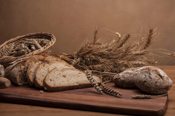 Mesa temática para hornear con pan — Foto de Stock