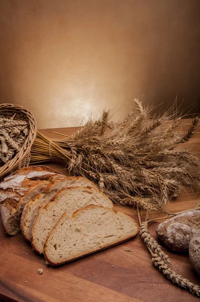 Baking theme table with bread — Stock Photo, Image