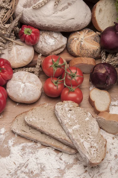 Bread and rolls traditional theme — Stock Photo, Image