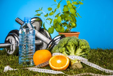meyve, parlak bir arka plan ile fitness Tema