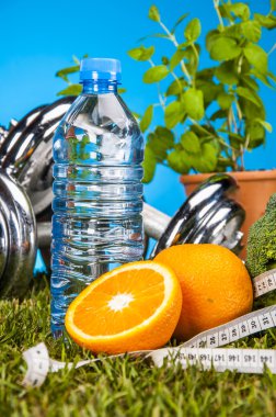 meyve, parlak bir arka plan ile fitness Tema