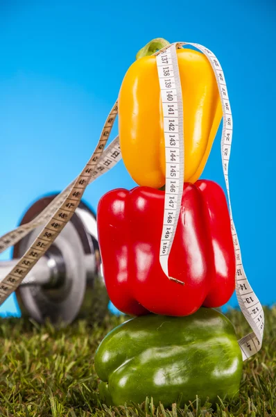 Téma fitness zdravé jídlo s světlé pozadí — Stock fotografie