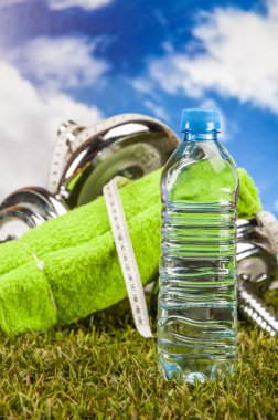 açık renkli ve friuts ile fitness şeyler