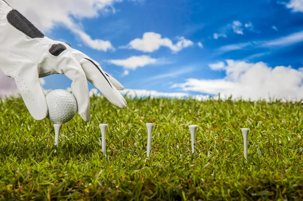 Tema de golfe colorido com grama verde — Fotografia de Stock