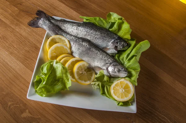 Trout on the plate with vegetables — Stock Photo, Image