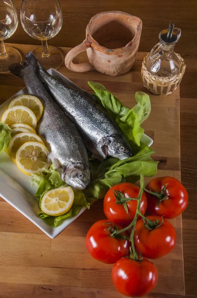 Trout in mediterranean composition — Stock Photo, Image