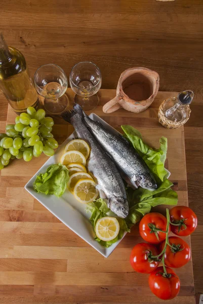 Trout in mediterranean composition — Stock Photo, Image