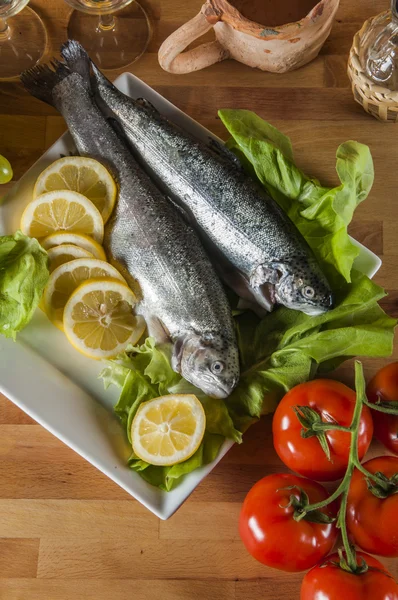 Trout in mediterranean composition — Stock Photo, Image