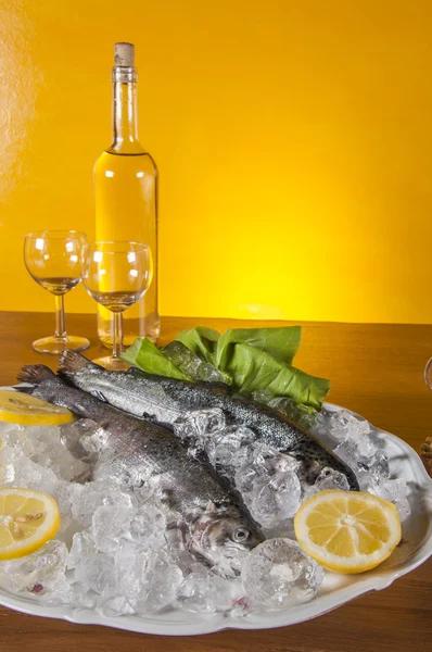 Raw fish, mediterranean composition — Stock Photo, Image