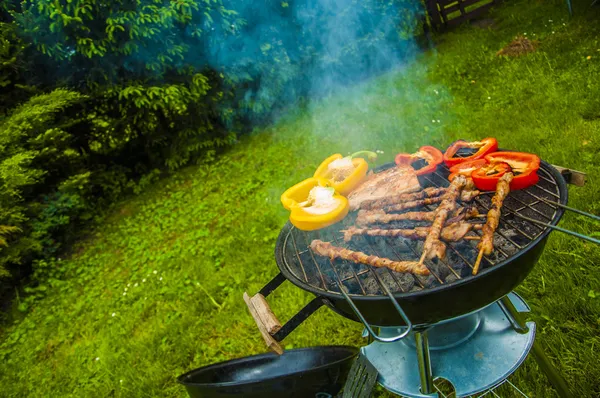 烤制食物的火和烧烤主题 — 图库照片