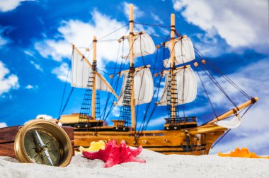 plaj ve deniz kavramı ile beyaz kumları ve mavi gökyüzü