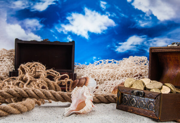Beach and sea concept with white sand and blue sky
