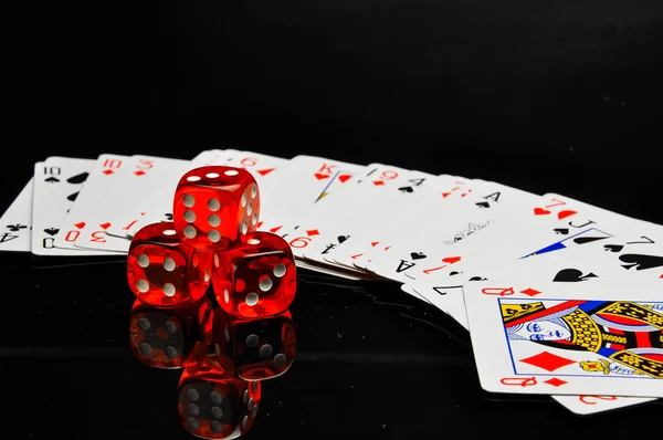 Composition od gambling, black background — Stock Photo, Image