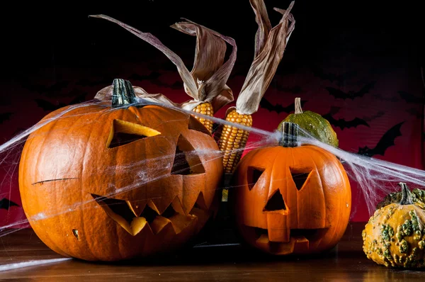 Skrämmande halloween-pumpor — Stockfoto