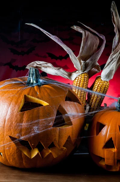 Skrämmande halloween-pumpor — Stockfoto