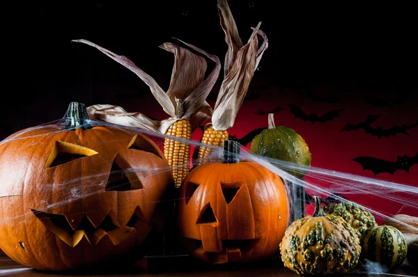 Страшные тыквы на Хэллоуин — стоковое фото